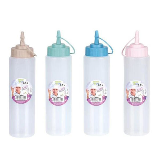 Bouteilles de sauce 500 ml avec bouchon distributeur - 4 couleurs disponibles