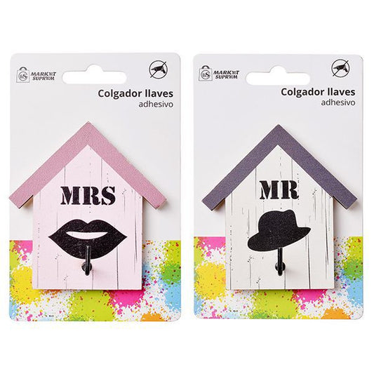 Colgador de Llaves Adhesivo "Mr. & Mrs." - Diseño Divertido y Funcional