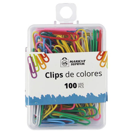 Clips de Colores Market Suprem – Caja 100 Unidades