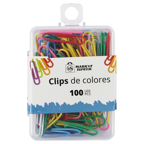Clips de Colores Market Suprem – Caja 100 Unidades