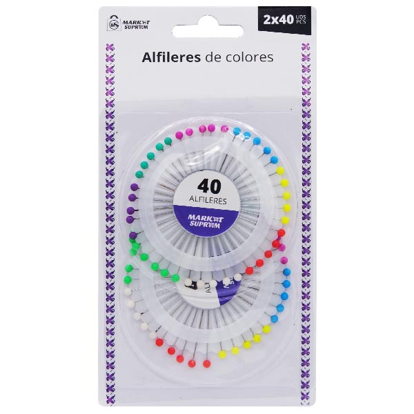 Alfileres de Colores Market Suprem 2x40uds