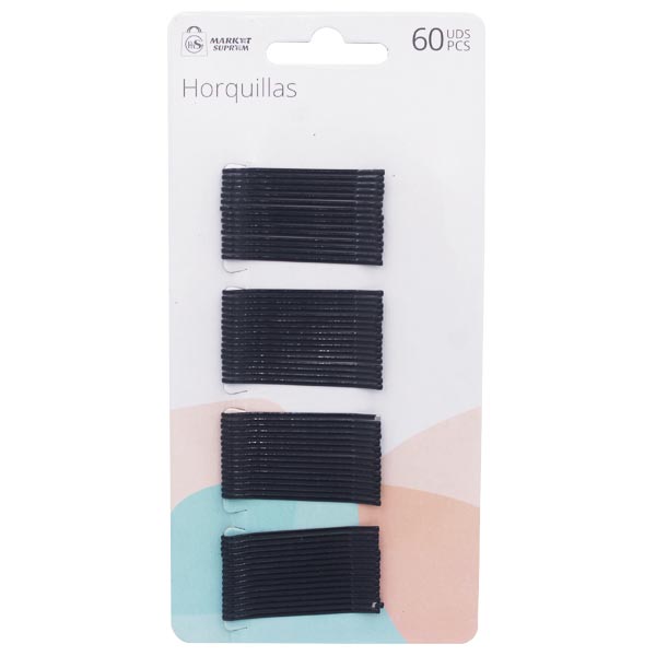 Horquillas 60uds negras 5cm Market Suprem