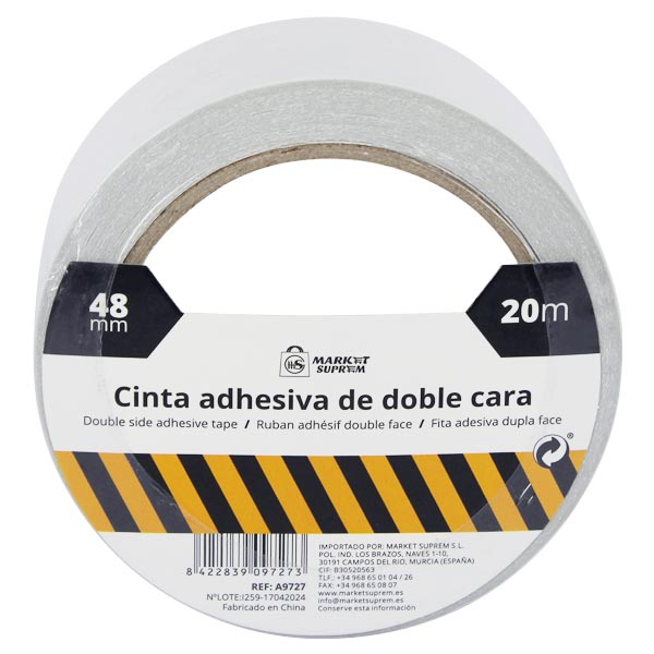 Cinta Adhesiva de Doble Cara Market Suprem – 48 mm x 20 m