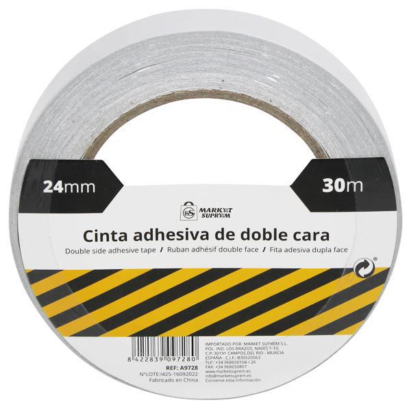 Cinta Adhesiva de Doble Cara Market Suprem – 24 mm x 30 m