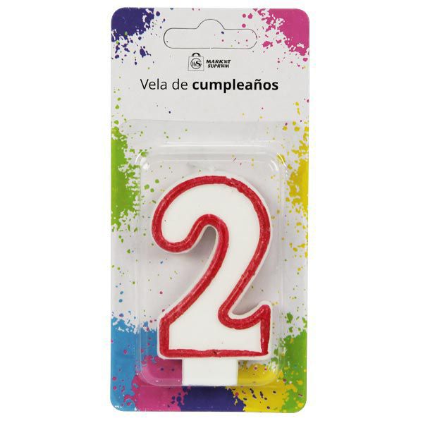 Vela de cumpleaños número 2 Market Suprem – borde rojo