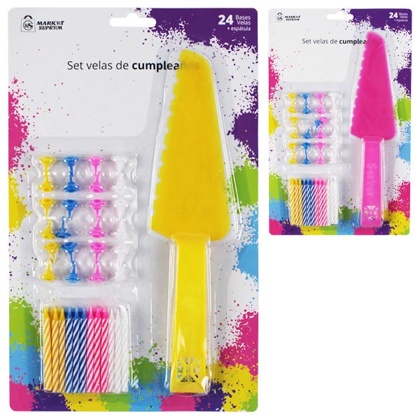 Set velas de cumpleaños con espátula (24 piezas)