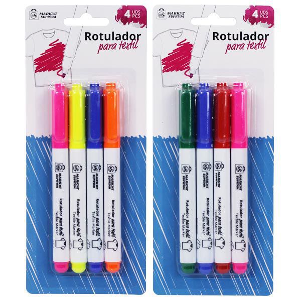Rotuladores para Textil Market Suprem – Pack 4 Unidades
