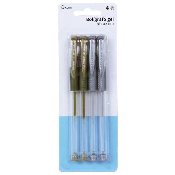 Pack 4 Bolígrafos de Gel Plata y Oro – Market Suprem