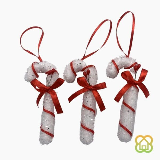 Lot de 2 cannes de Noël avec nœud rouge – Décoration festive pour sapin de Noël