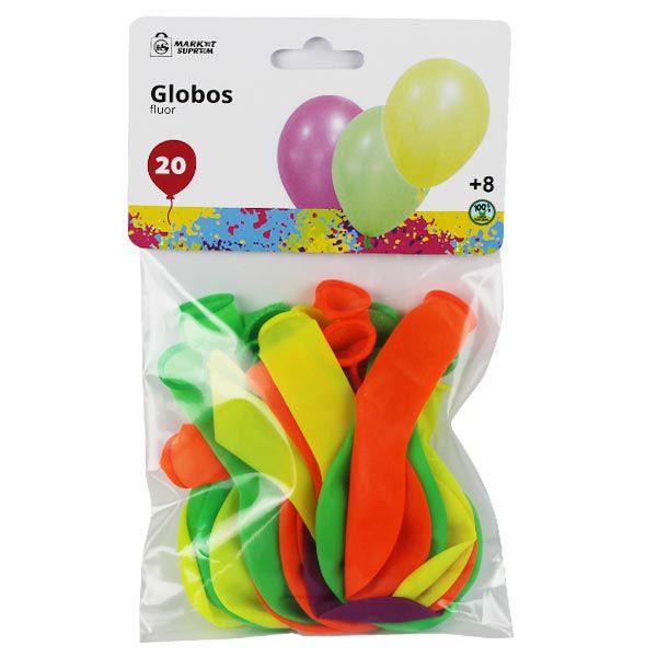 Globos surtidos flúor (20 unidades) Market Suprem