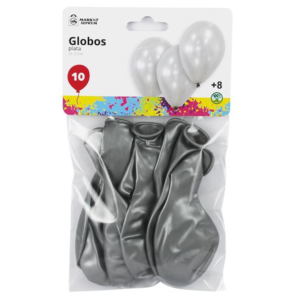 Globos plata (10 unidades) Market Suprem