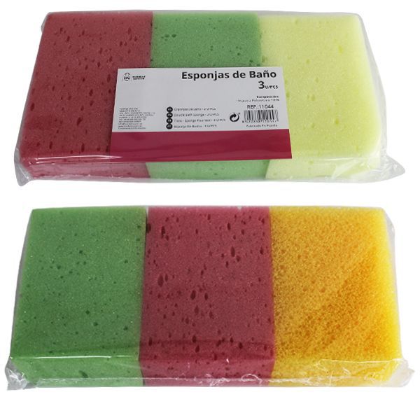 Conjunto de Esponjas de Baño Multicolores para Exfoliación Suave - Packs de 3 y 4 Unidades