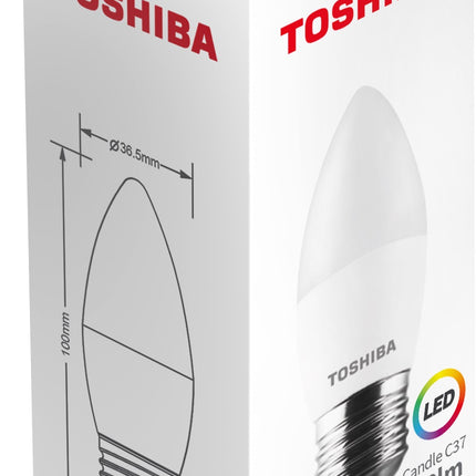 Bombilla LED Toshiba Candle C37 E27 4.7W (470LM, Luz Fría 6500K, 40W)