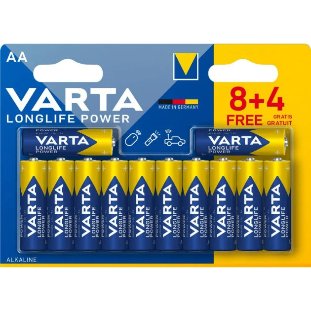 Varta Longlife Power AA – Pack 12 Pilas (8+4 Gratis)