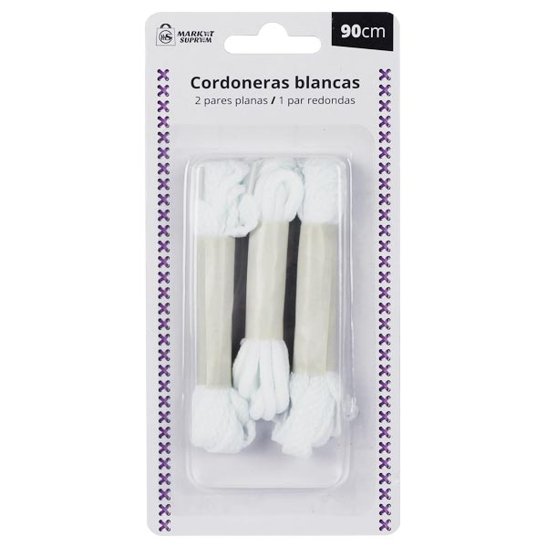 Cordoneras Blancas Market Suprem 3uds (2 Planas + 1 Redonda)