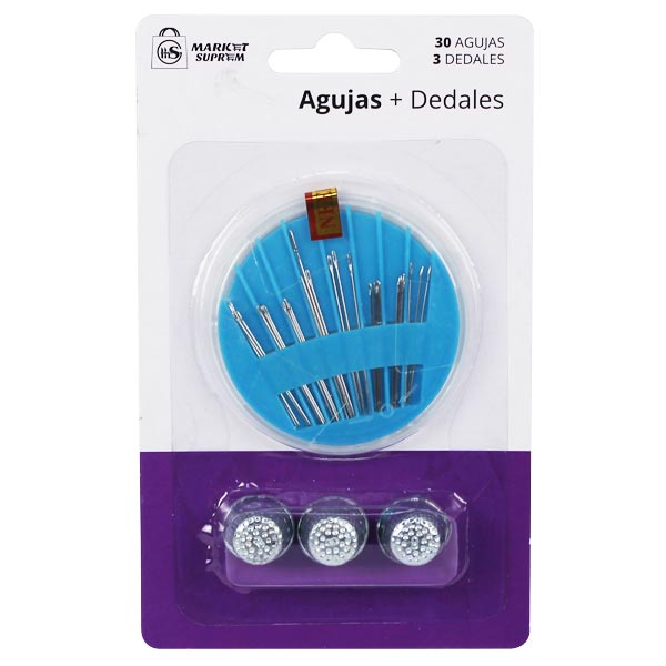 Agujas + Dedales Market Suprem 33uds (30 Agujas + 3 Dedales)
