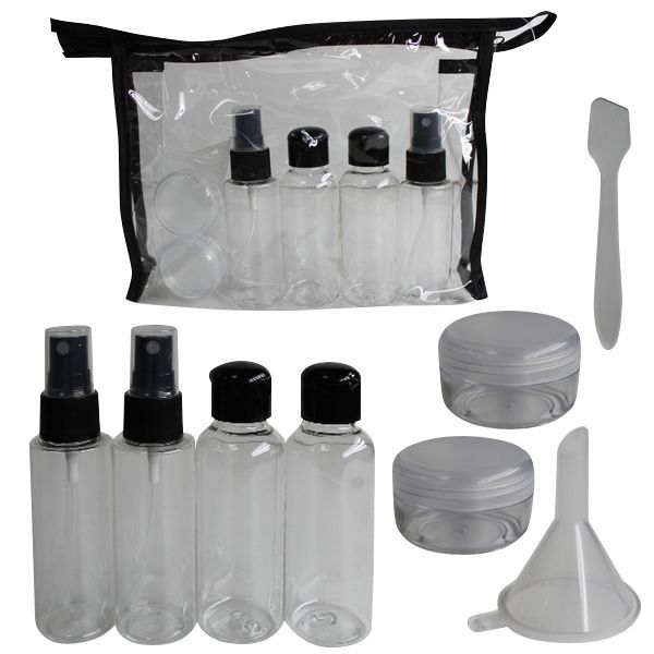 Set de Botellas y Tarros de Viaje con Neceser Transparente Market Suprem