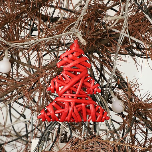 Ornement d'arbre de Noël en osier rouge