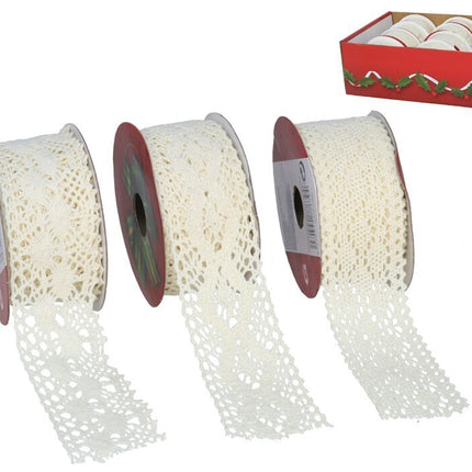 Ruban décoratif en dentelle beige pour décorations de Noël