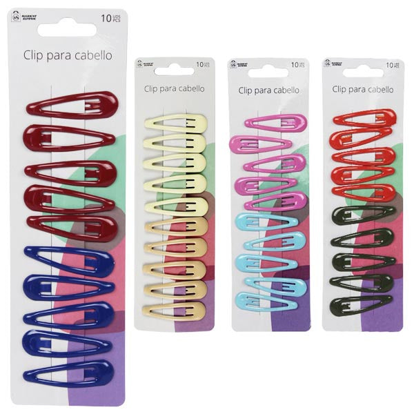 Pack de 10 Clips para Cabello Market Suprem – Colores Variados