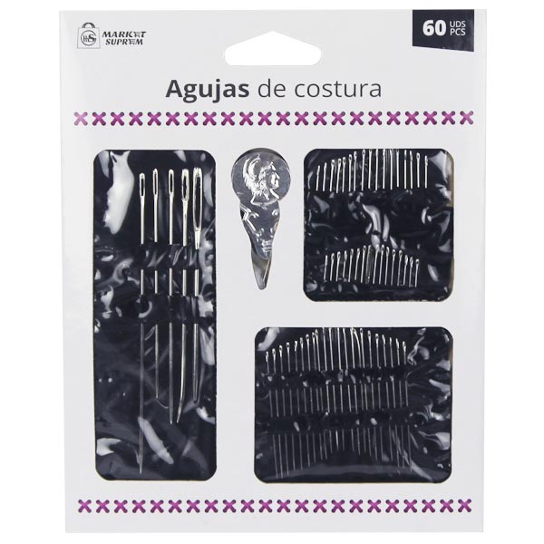 Set de Agujas de Costura 60 Uds con Enhebrador Market Suprem