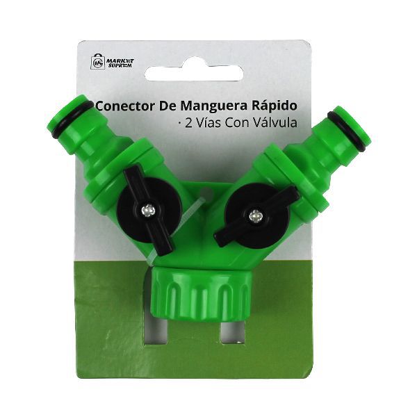 Conector de Manguera Rápido de 2 Vías con Válvula Market Suprem