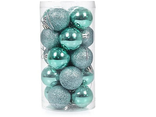 Ensemble de boules de Noël turquoise brillantes et mates - Paquet de 20 unités