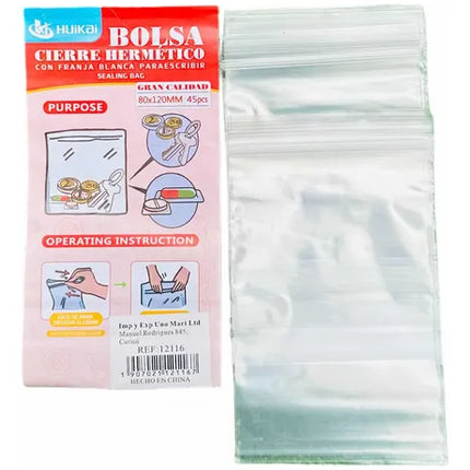 Bolsa con Cierre Hermético H.K. (Pack 45 uds) – 8 x 12 cm