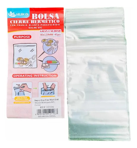 Bolsa con Cierre Hermético H.K. (Pack 45 uds) – 8 x 12 cm
