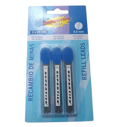 Recambio de Minas Supertite 0.5 mm – 3 Tubos x 20 Unidades