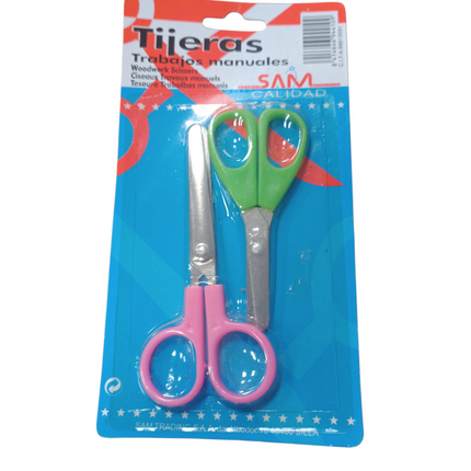 Tijeras para Trabajos Manuales SAM – Set de 2 Unidades (Rosa y Verde)