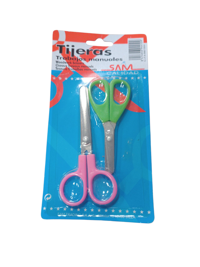 Tijeras para Trabajos Manuales SAM – Set de 2 Unidades (Rosa y Verde)