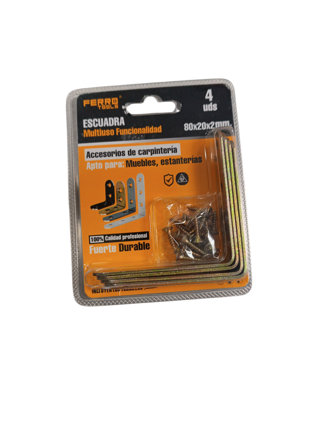 Escuadra Multiuso 80x20x2mm (4 Uds) – Ferro Tool