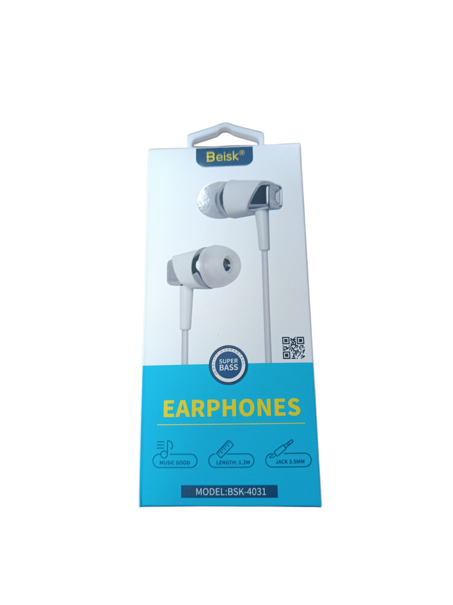 Auriculares con Cable Beisk BSK-4031 (Jack 3.5mm, 1.2m, Super Bass)