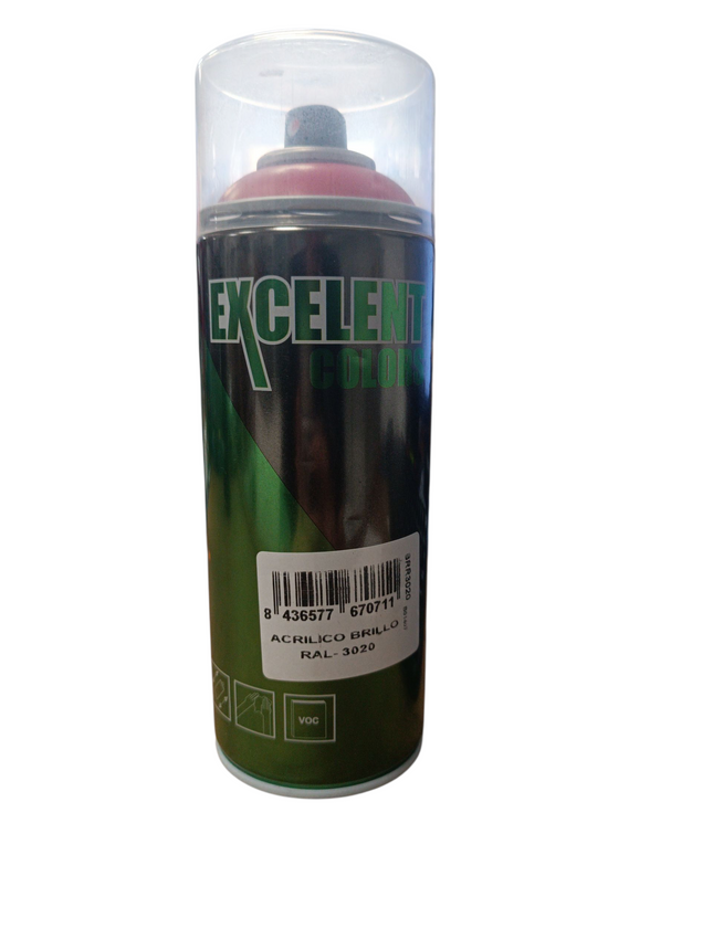 Spray Acrílico Brillo EXCELENT COLORS RAL 3020 – Rojo Vivo