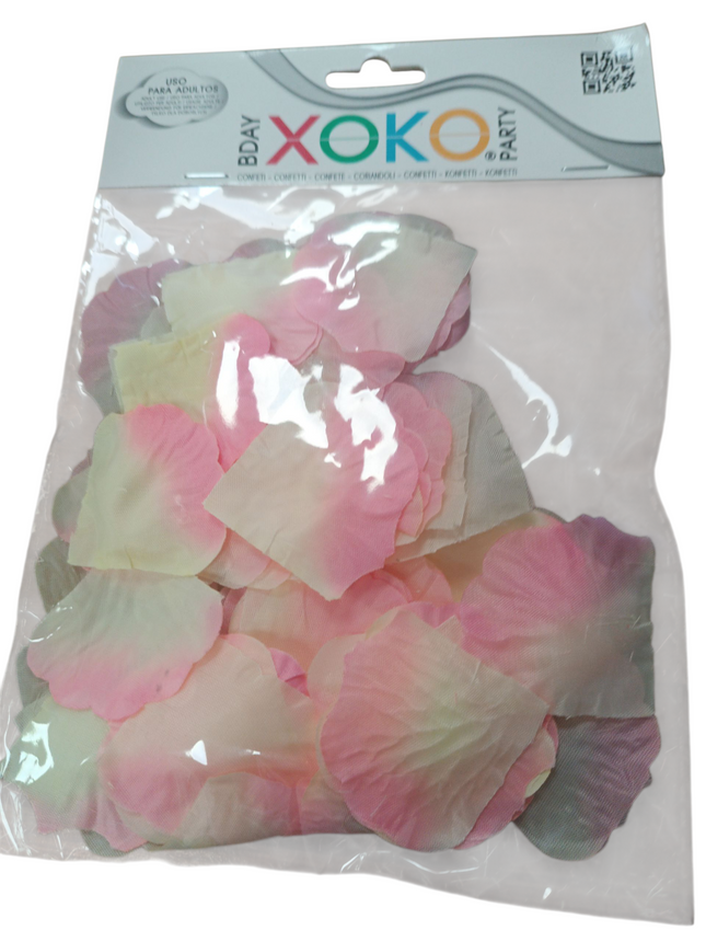 Pétalos de Tela Bicolor Rosa y Blanco Xoko – Decoración Romántica para Eventos