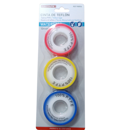 Pack de Cintas de Teflón Cintape (3 Unidades, 12mm x 10m)