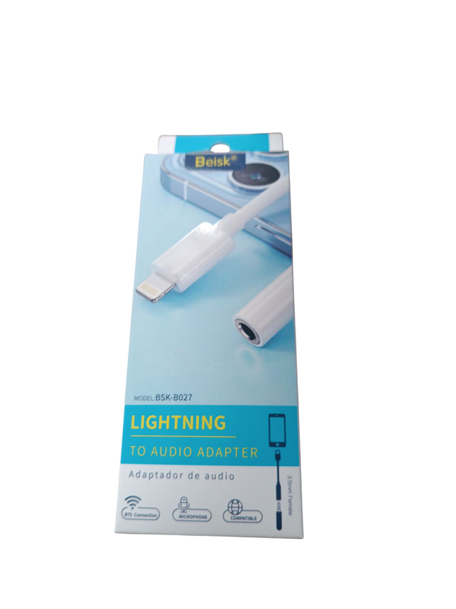 Adaptador Beisk Lightning a Jack 3.5mm (BSK-B027, Audio + Micrófono)