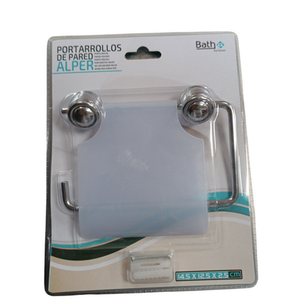 Portarrollos de Pared Bath&Go ALPER con Tapa – 14,5 x 12,5 x 2,5 cm