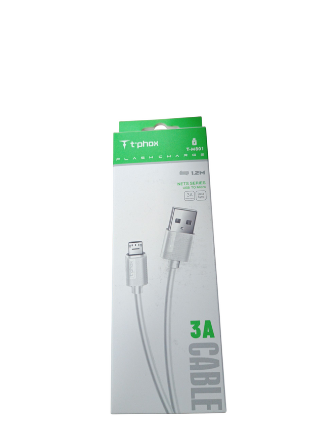 Cable T’phox USB a Micro USB 1.2m (3A, FlashCharge, Modelo T-M801)