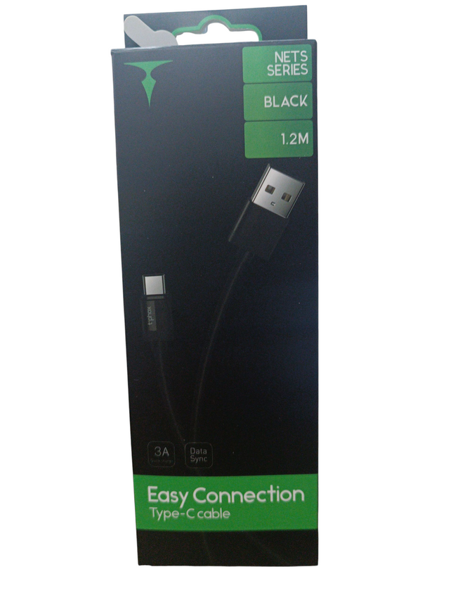 Cable Easy Connection USB a Tipo-C 1.2m (3A, Negro)