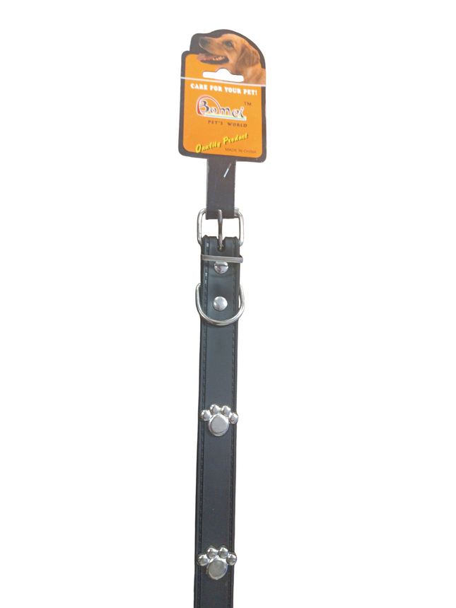 Collar para Perro Negro con Huellas Metálicas H.K