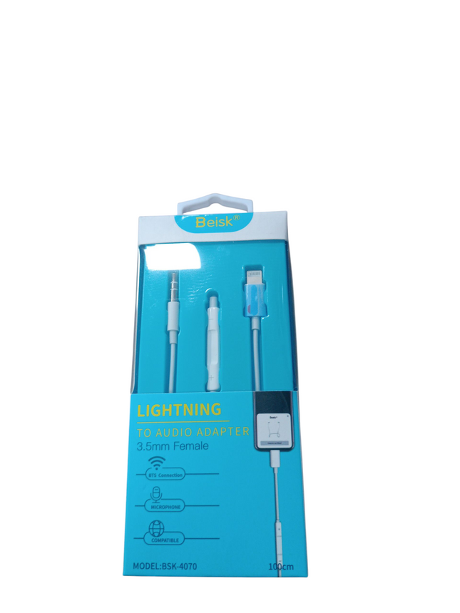 Adaptador Beisk Lightning a Jack 3.5mm (BSK-4070, 1m)