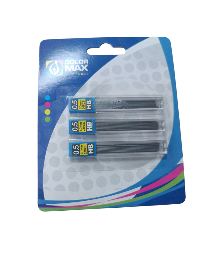 Recambio de Minas Color Max 0.5 mm HB – 3 Tubos x 24 Unidades
