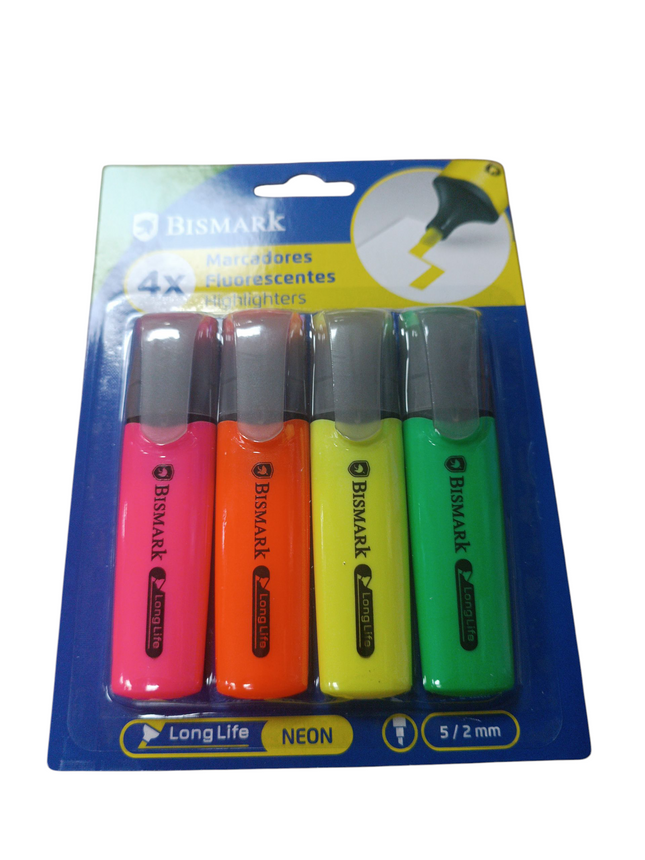 Marcadores Fluorescentes Bismark Neon – Set 4 colores