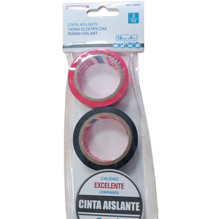 Pack de Cintas Aislantes Eléctricas Cintape (3 Unidades, 18mm x 6m)