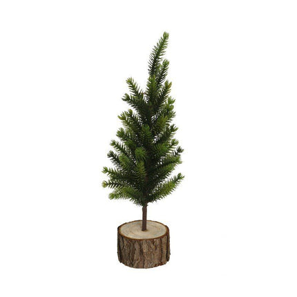 Sapin de Noël artificiel sur socle en bois naturel (30 cm)