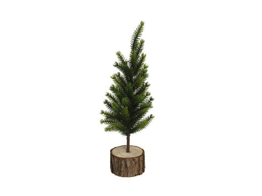 Sapin de Noël artificiel sur socle en bois naturel (30 cm)