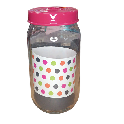 Pot en verre décoratif avec couvercle coloré