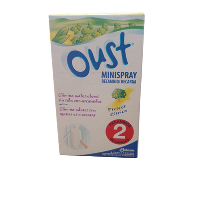 Recambios Oust Minispray - Fresco Cítrico, Pack de 2